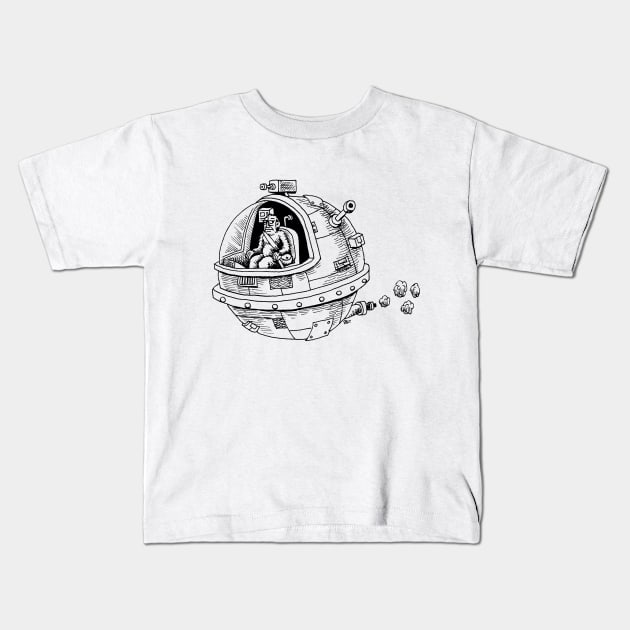 Yeti crusing space Kids T-Shirt by awcomix